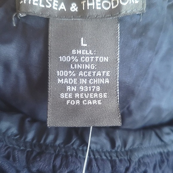 Chelsea & Theodore Navy One Shoulder Eyelet Dress Size L - Picture 6 of 9